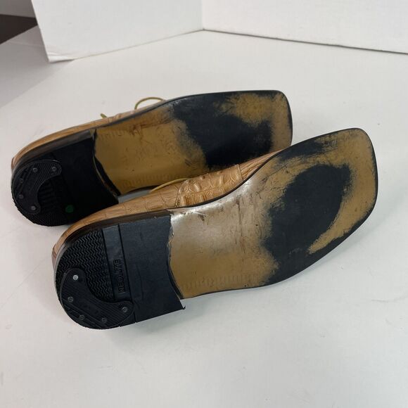 Zota Mens Alligator Oxford Shoes, Size 11, Tan/Brown, Square Toe, Leather 5038 - Picture 10 of 11